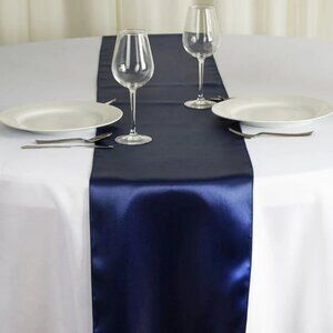 12"x108" Navy Blue Satin Table Runner (Set of 12)